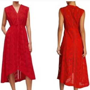 All Saints red eyelet dress sz 10